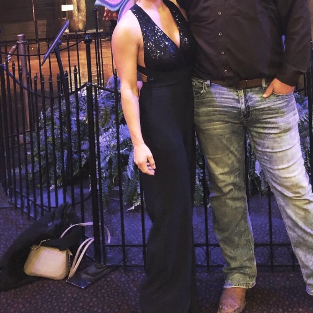 Navy sequin jumpsuit